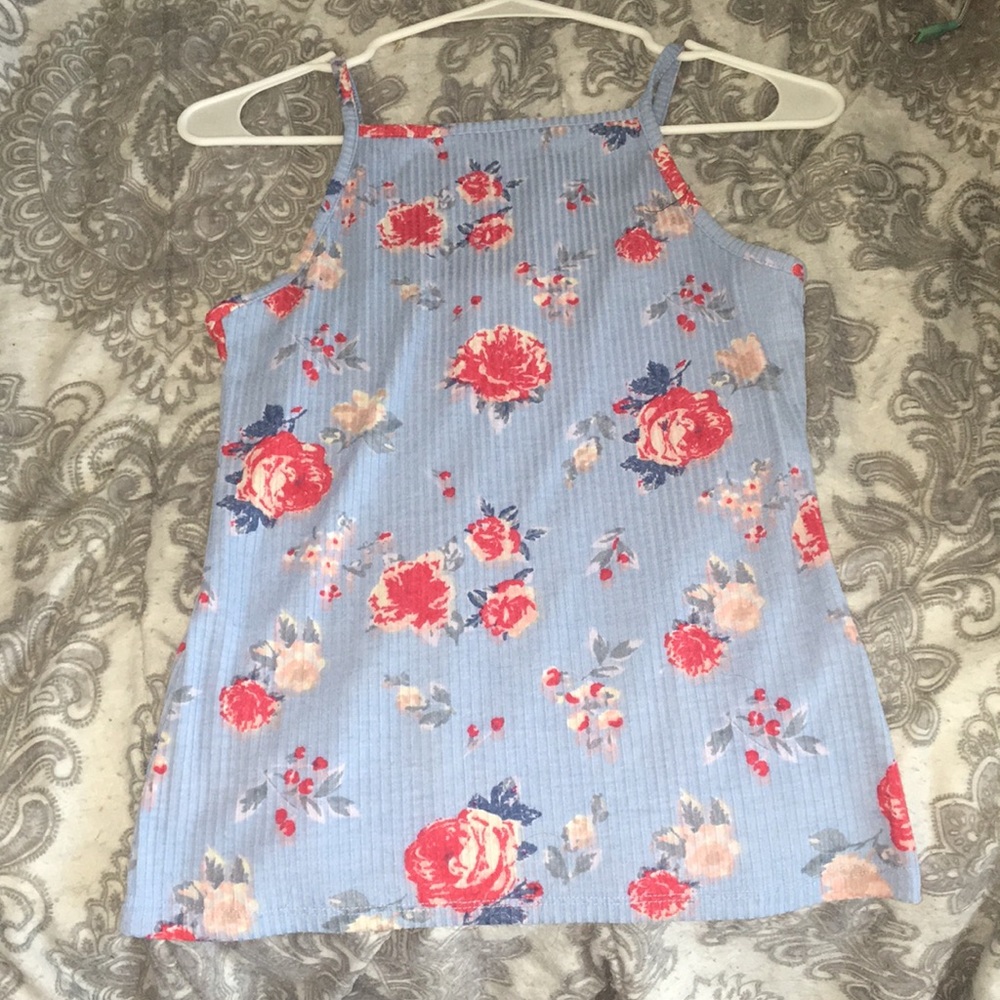 blue , floral top